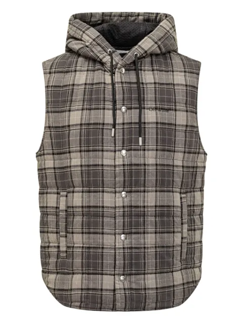 Off-White hooded plaid vest Grey OMGA22BF25FAB0010710