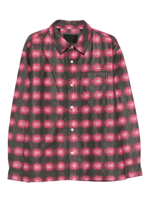 Purple Brand plaid leather jacket Pink M9102LRPP126