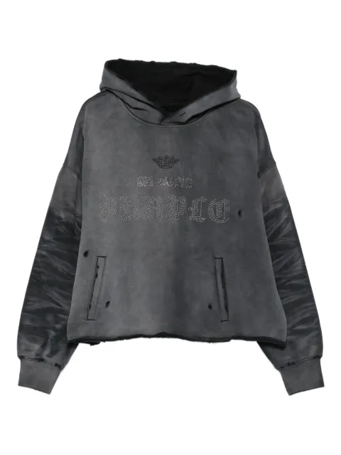 Purple Brand embellished hooded fleece hoodie Grey M4104HFBZ126