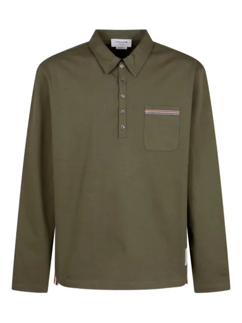 Thom Browne chest-pocket long-sleeve polo shirt Green MJP231EJ0235310