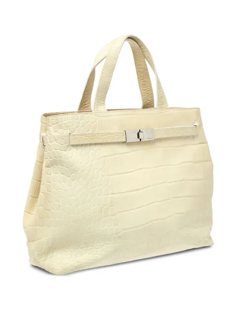 Furla 2000s croc-embossed leather tote Neutrals 352434