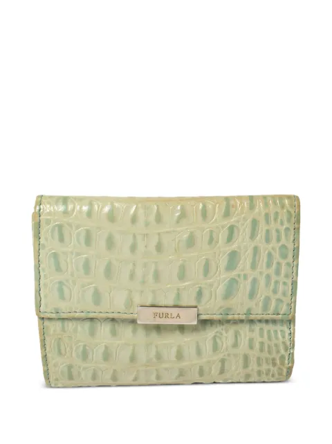Furla 2000s croc-embossed wallet Green 360372