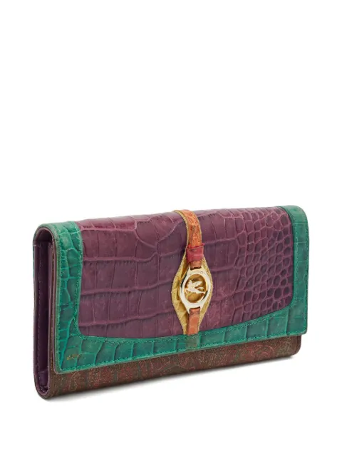 Etro Pre-Owned 1990s paisley crocodile-embossed wallet Red 1148214