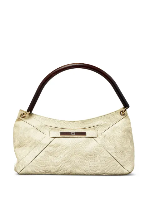 Escada Pre-Owned 1990s lizard-embossed leather bag Neutrals 405647