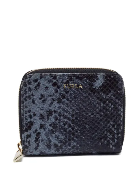 Furla python-effect zip wallet Black 664363