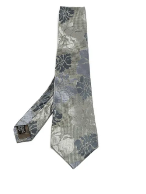 Emporio Armani Pre-Owned floral-print silk tie Grey 892513