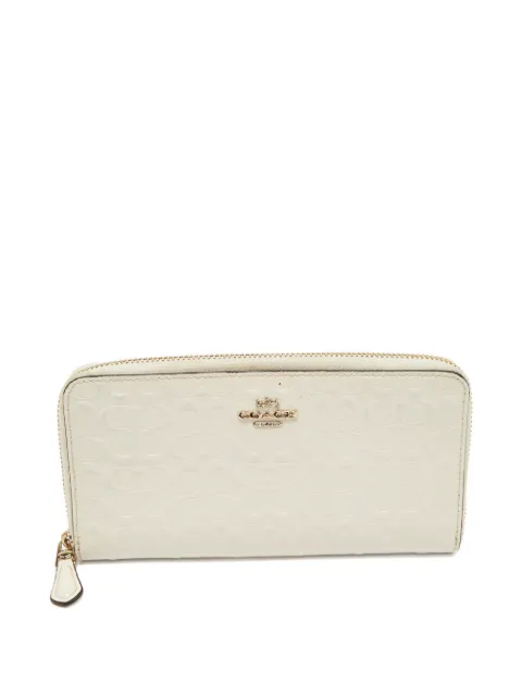 Coach Vintage embossed patent-leather zip wallet White 1180483