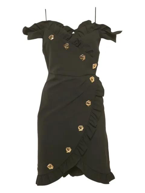 Violante Nessi ruffle-detail crepe mini dress Black 1174645