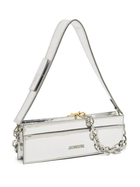 Jacquemus Pre-Owned 2020s patent-leather chain bag Silver 1183621