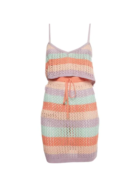 LOVERS + FRIENDS striped crochet skirt and top set Purple 1178317