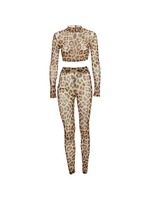Philipp Plein mesh leopard-print set Neutrals 1180775