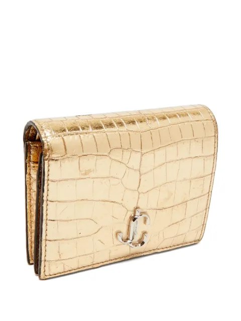 Jimmy Choo Pre-Owned 2020 crocodile-embossed wallet Gold 1162300