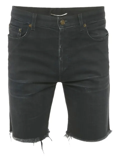 Saint Laurent Pre-Owned 2010s frayed-hem denim shorts Black 1169925