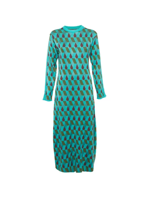 La DoubleJ diamond-pattern midi dress Green 1163477