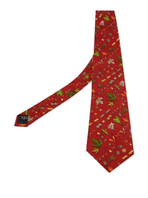 Dunhill leaf-print silk tie Red 747374
