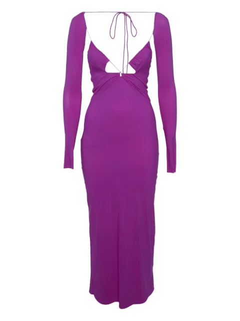 Amazuìn jersey tie-up detail midi dress Pink 1158262