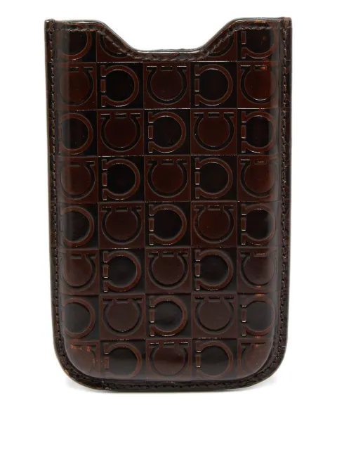 Ferragamo Pre-Owned Gancini-embossed leather phone cover Brown 645785
