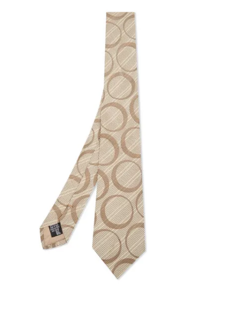 Emporio Armani Pre-Owned 2000s circle-pattern silk tie Neutrals 892502