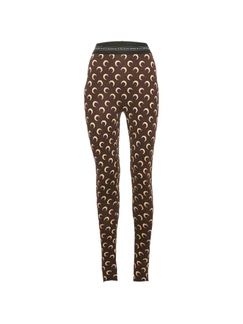 Marine Serre crescent-moon print leggings Brown 1180684