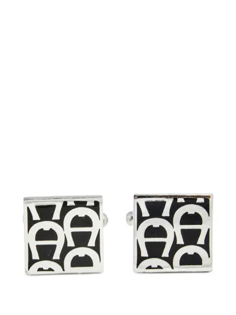 Aigner Kids logo square cufflinks Black 603345