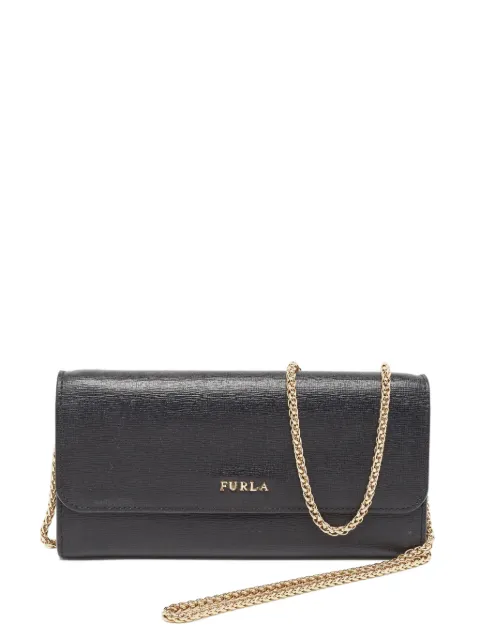 Furla Babylon chain leather wallet Black 939415