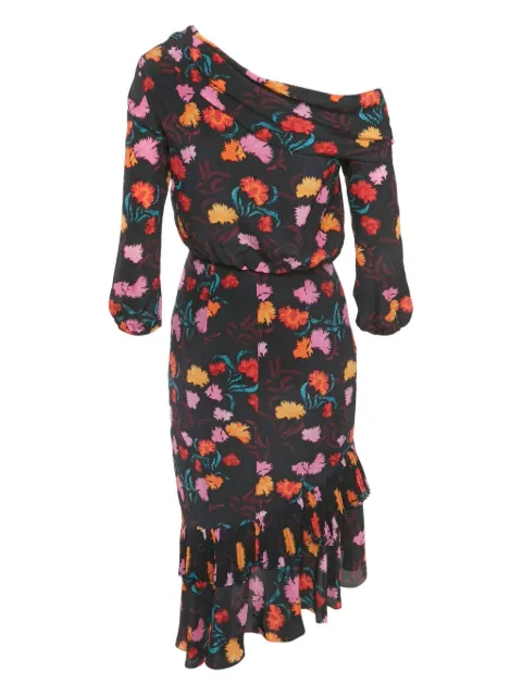 Saloni floral-print ruffle dress Black 1162893