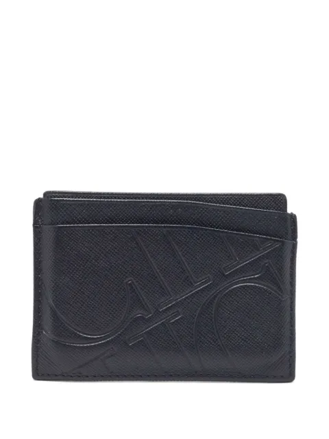 Carolina Herrera Vintage logo-pattern leather card holder Blue 892395