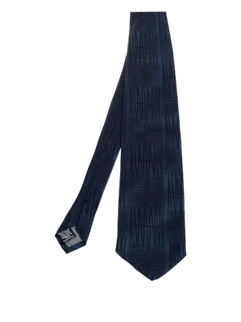 Gianfranco Ferré Pre-Owned striped zigzag embroidered tie Blue 365211