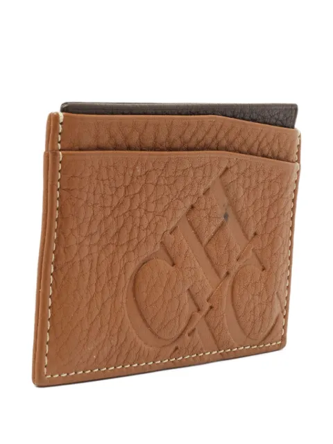 Carolina Herrera Vintage logo-embossed leather cardholder Brown 712808