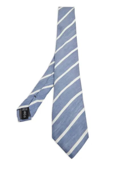 Emporio Armani Pre-Owned striped silk tie Blue 587373