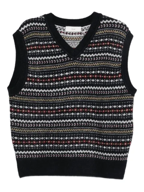 DUNST fairisle-pattern v-neck sweater Blue UDSW5C112N2