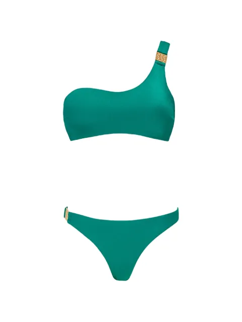 SOFIA ERHAN one-shoulder embellished-detail bikini Green AMBERSET