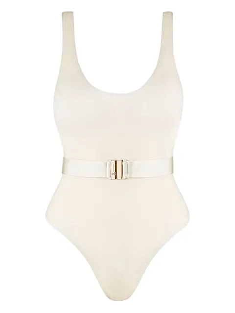 SOFIA ERHAN belted swimsuit White SCARLETONEPIECE