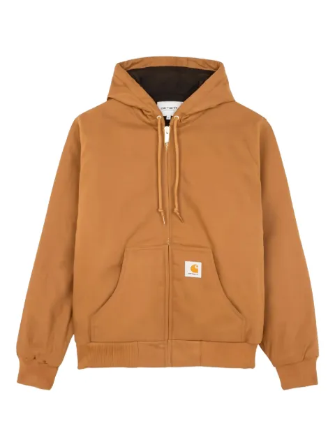 Carhartt WIP logo-patch hooded jacket Brown I035891