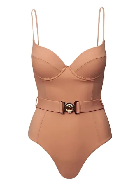 SOFIA ERHAN belted underwired swimsuit Brown ALMAONEPIECE