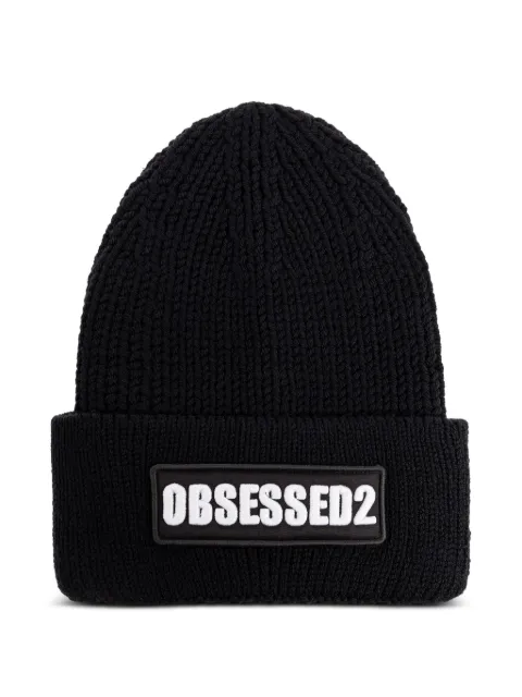 DSQUARED2 embroidered ribbed-knit beanie Black KNM020301W00001