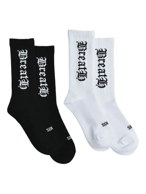 BREATH logo-jacquard socks (pack of two) Black BR25SSAC8013