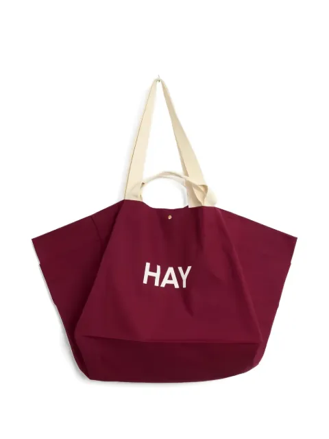 HAY Weekend logo-print canvas tote bag Red AE374A603AF61