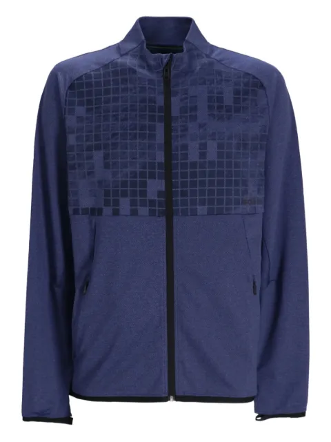 BOSS geometric-pattern zip-up sweatshirt Blue 50548439