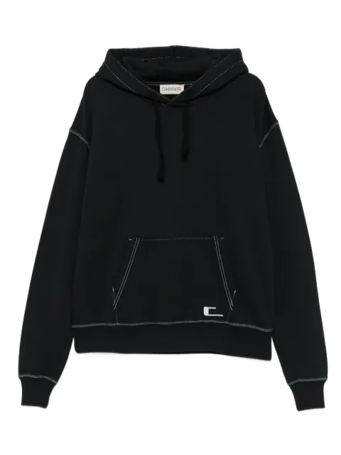 Carrer contrast-stitching hoodie Black TATEHOODIE