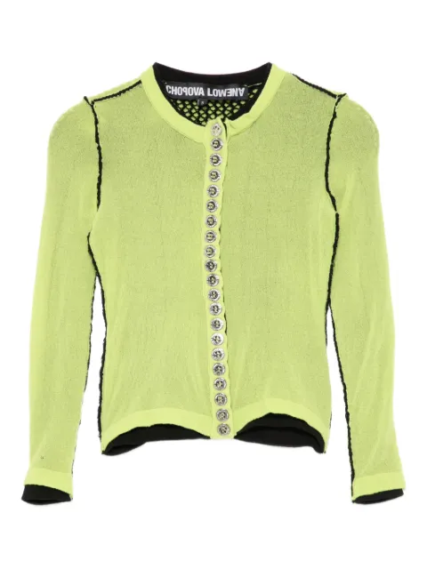 Chopova Lowena fishnet-layer cardigan Yellow 5263GREENFISHNETCARDIGANAW25