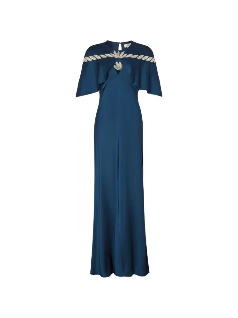 Temperley London Vine cape-overlay maxi dress Blue 25AWVIN54862