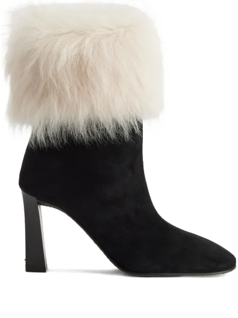 Giuseppe Zanotti 90mm Gstaad fur-cuff block-heel boots Black I570012002