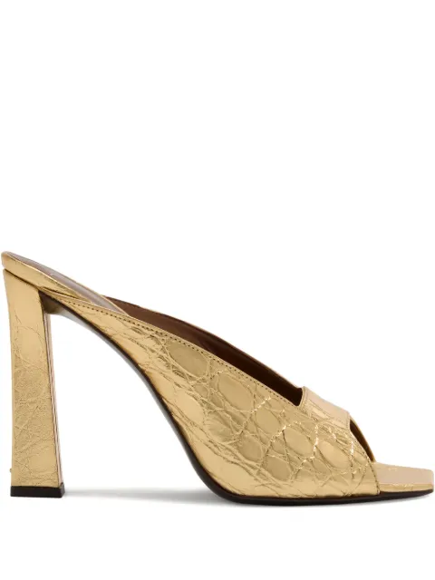 Giuseppe Zanotti 105mm Mya crocodile-print square-toe sandals Gold I400016030