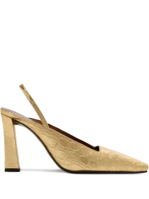 Giuseppe Zanotti 90mm Brendha crocodile-print square-toe Gold I450001022