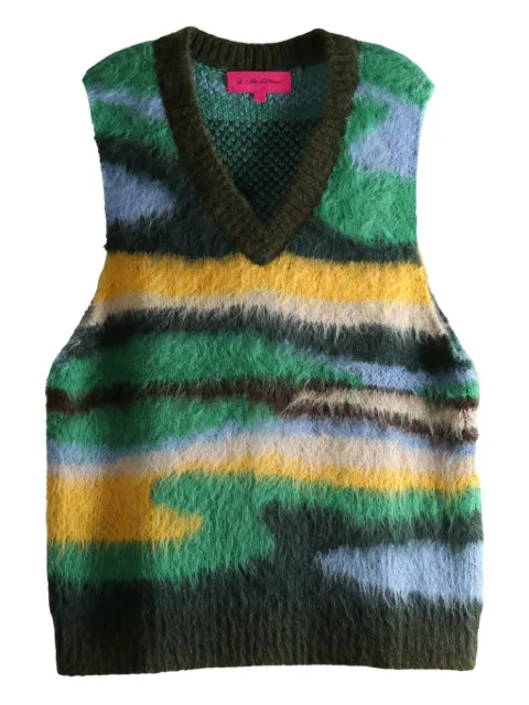 The Elder Statesman striped V-neck vest Green 250394