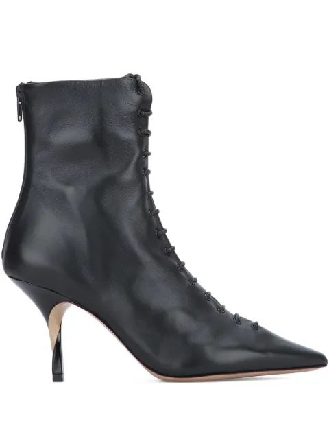 Jacquemus 75mm leather heeled ankle boots Black FOW00190AC27L26