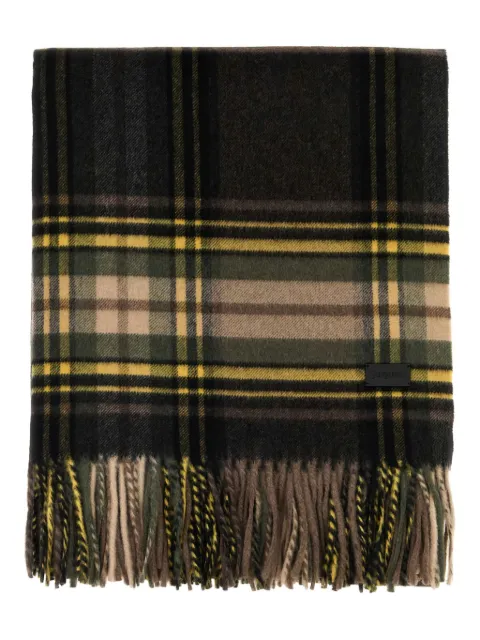 Saint Laurent checked fringed scarf Brown 8370073YS27