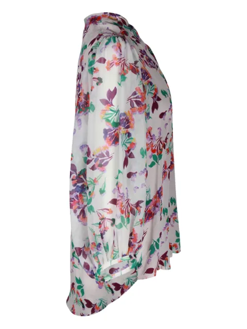 Saloni floral-print puff-sleeve blouse White NAPPUGBCL337366W