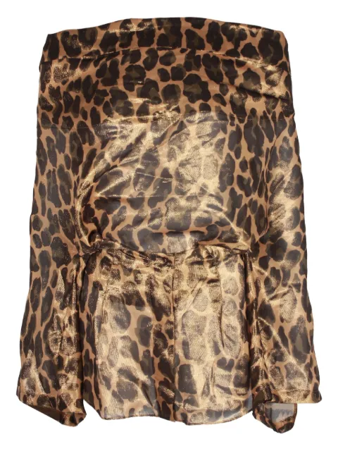 Michael Kors Vintage leopard-print off-shoulder blouse Brown NAPPUHKCL359710W